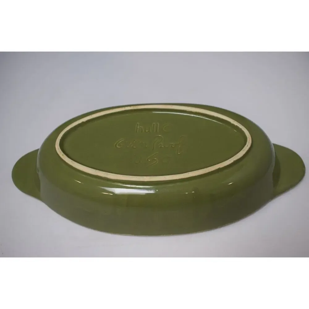 Hull‎ Pottery Avocado Drip, Oval Baking Dish Oven Proof ca 1960 USA